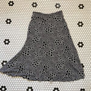 Vintage Josephine Chaus Maxi Skirt Women’s L Black Floral Stretch Elastic Waist